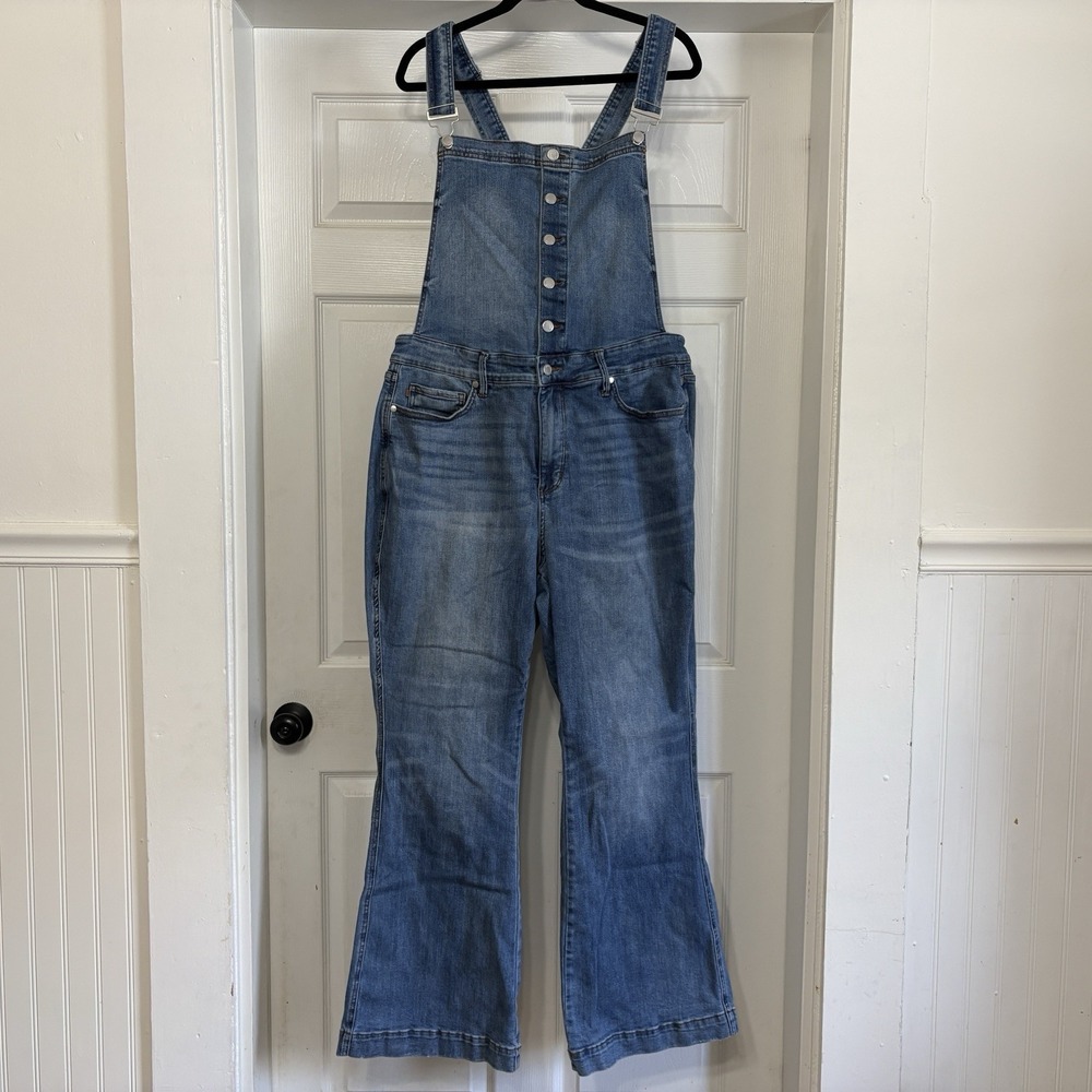 Judy Blue Flare Leg Overalls Womens 3XL Tummy Control Blue Western Classic EUC